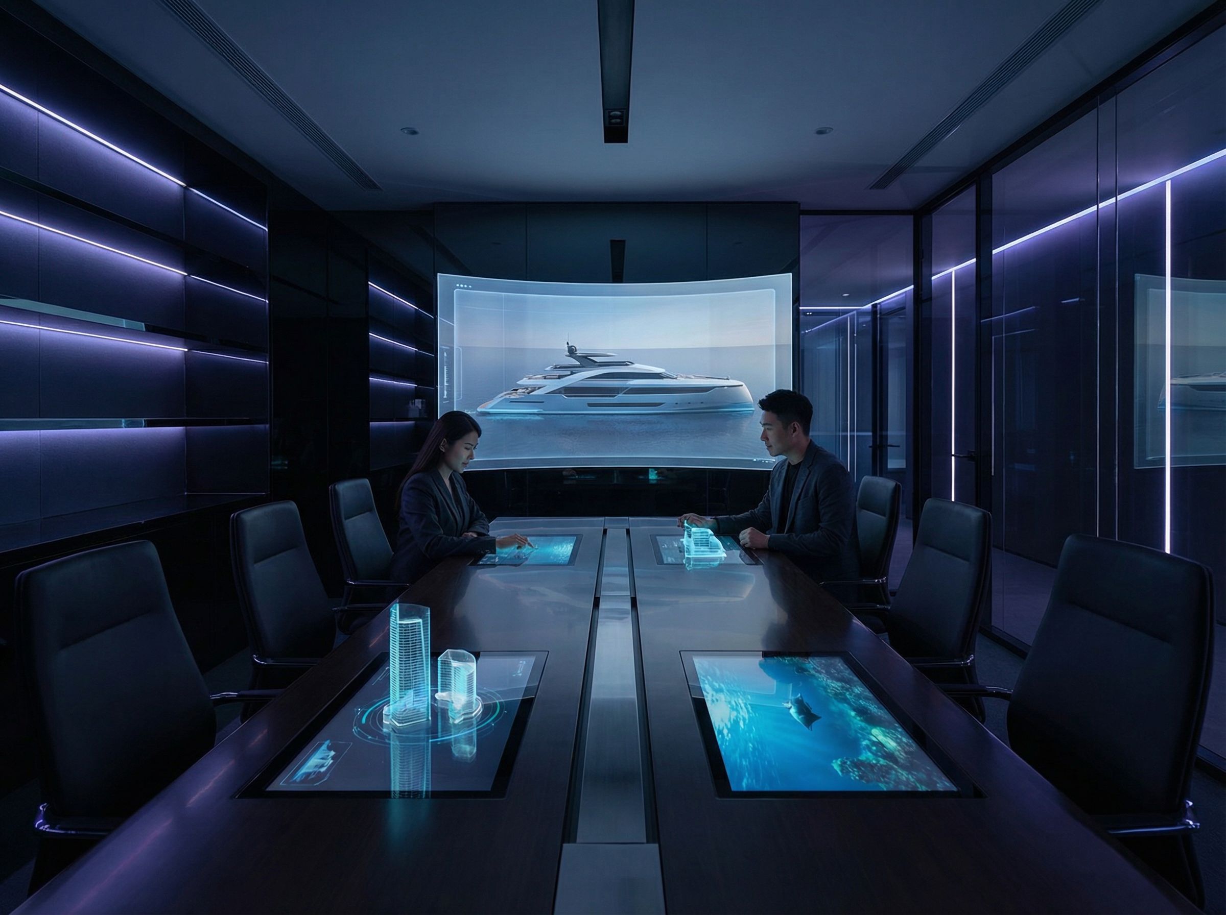 A fisherman prepares his gear on the shore as a ferry passes across the glowing sea. The golden light of dusk blends human presence with the rhythm of the ocean.